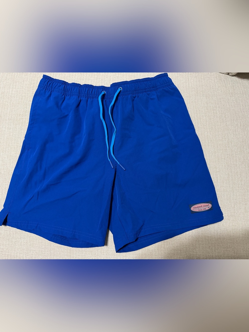 Vineyard Vines Royal Blue Men's Swim Trunks with Light Blue Drawstring